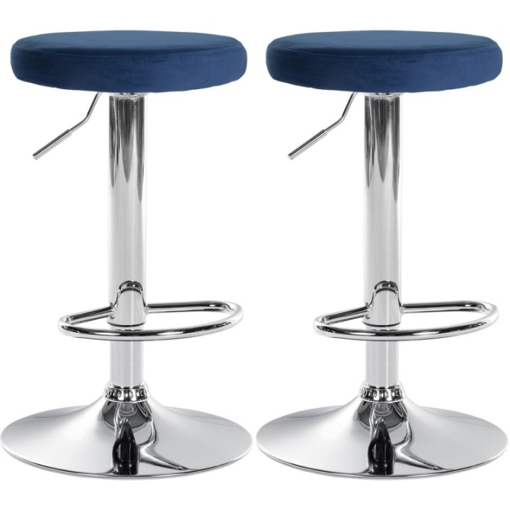 2er Set Barhocker Ponte Samt chrom
