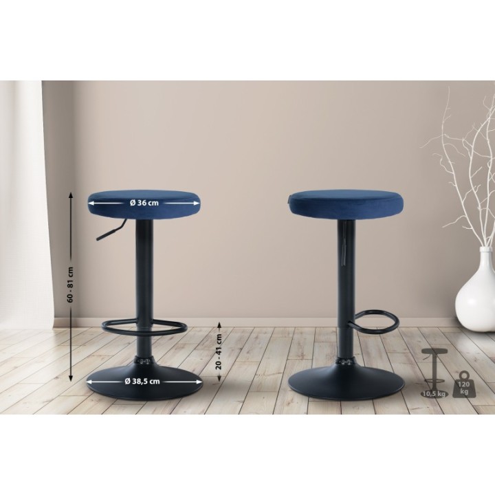 2er Set Barhocker Ponte Samt schwarz