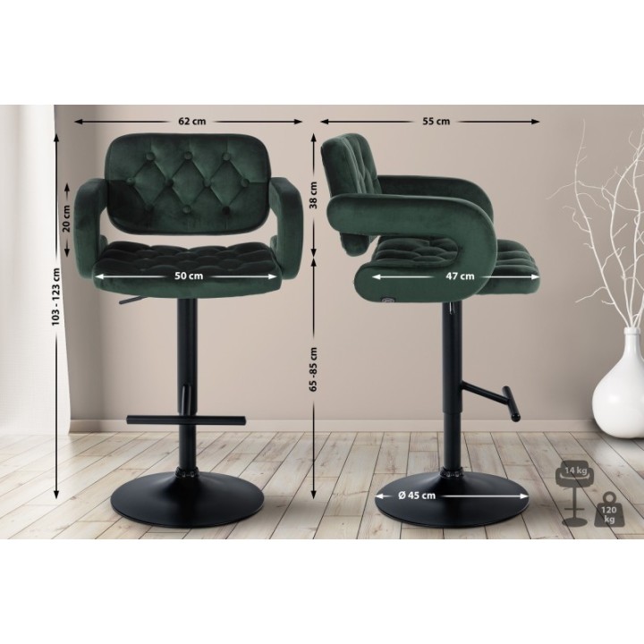 Barhocker Dublin Samt schwarz