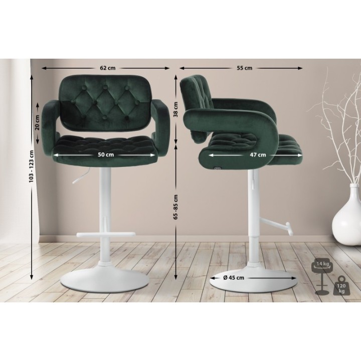 Barhocker Dublin Samt weiß