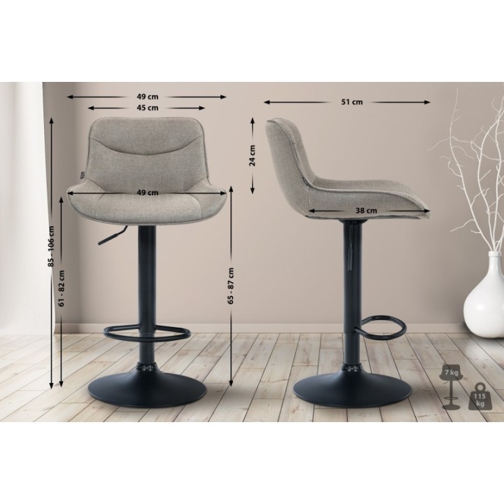 Barhocker Vonore Stoff schwarz