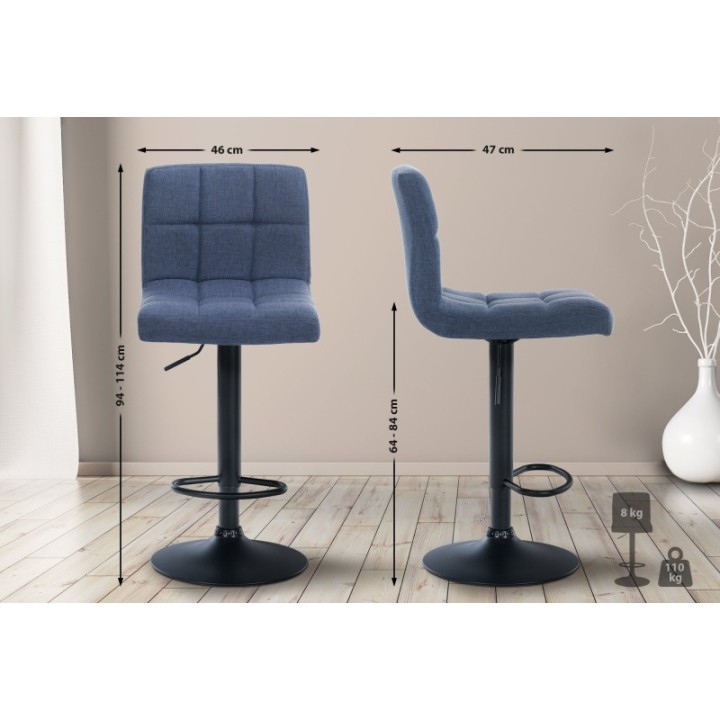 2er Set Barhocker Calma Stoff schwarz