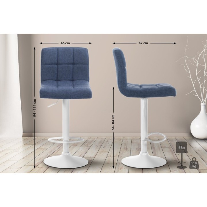 2er Set Barhocker Calma Stoff weiß