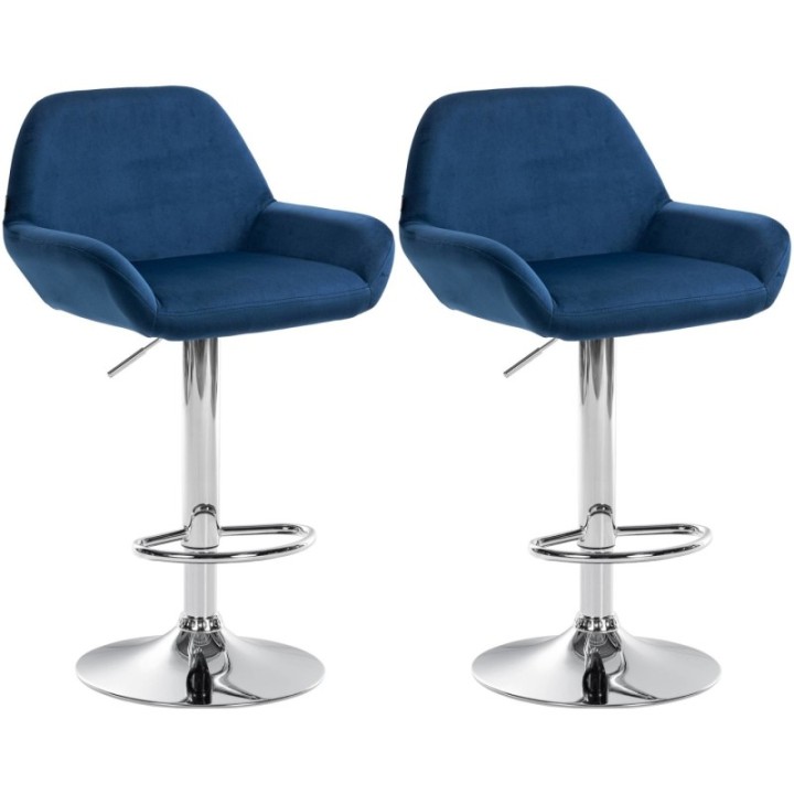 2er Set Barhocker Braga Samt chrom