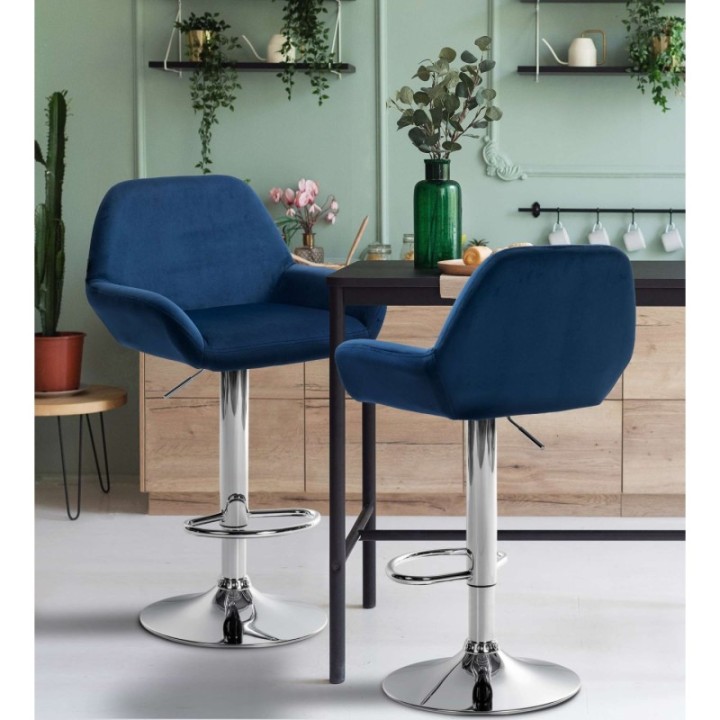 2er Set Barhocker Braga Samt chrom