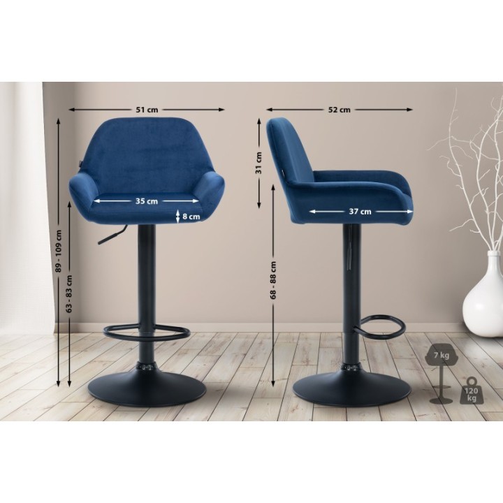 2er Set Barhocker Braga Samt schwarz