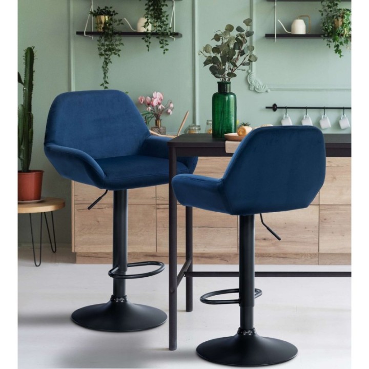 2er Set Barhocker Braga Samt schwarz