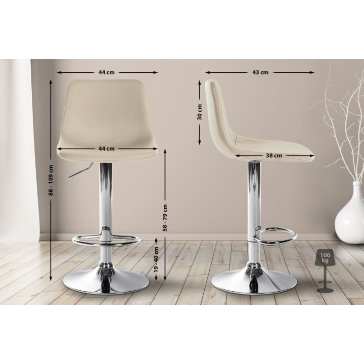 2er Set Barhocker Divo Kunstleder chrom