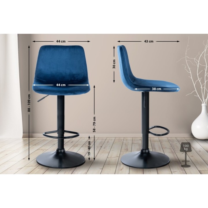 2er Set Barhocker Divo Samt Schwarz