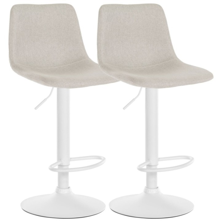 2er Set Barhocker Divo Stoff Weiß