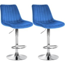 2er Set Barhocker Toni Samt chrom