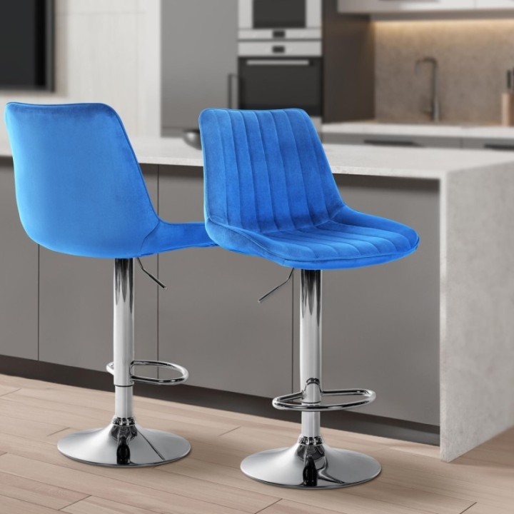 2er Set Barhocker Toni Samt chrom