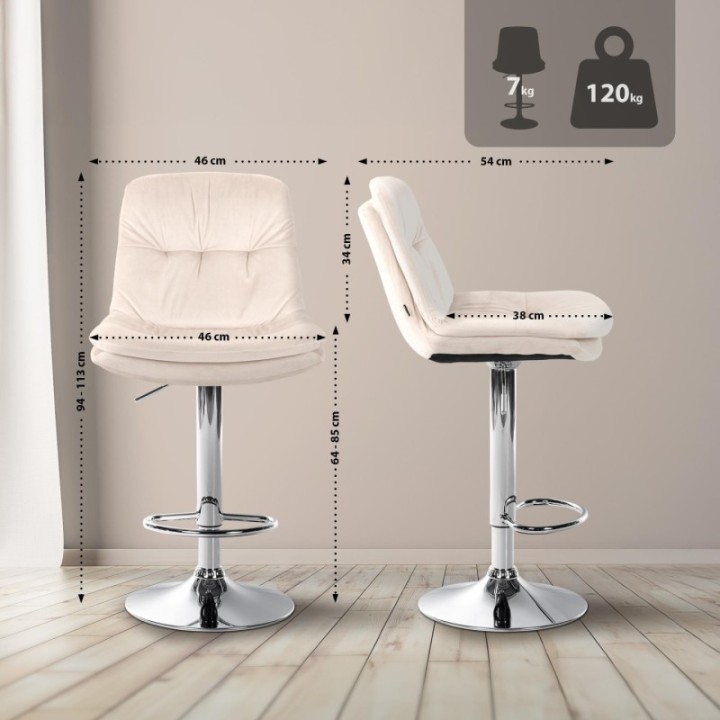 Barhocker Laurel Samt chrom