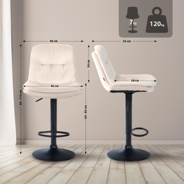 Barhocker Laurel Samt schwarz