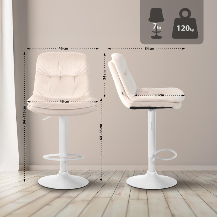 Barhocker Laurel Samt weiß