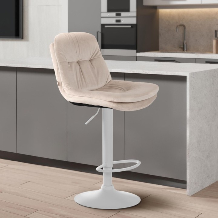 Barhocker Laurel Samt weiß