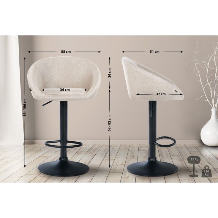 Barhocker Davie Stoff schwarz