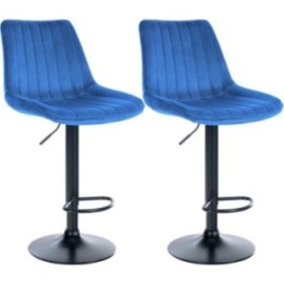 2er Set Barhocker Toni Samt schwarz