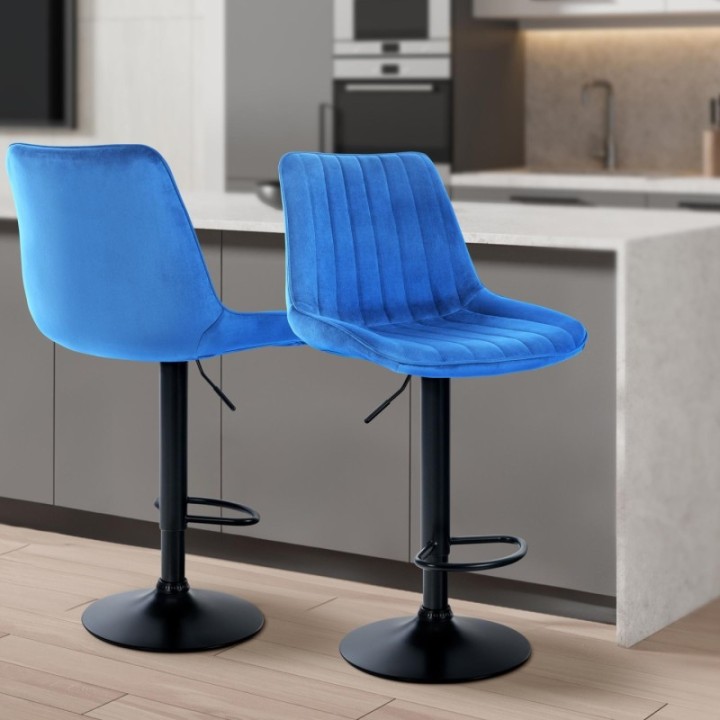 2er Set Barhocker Toni Samt schwarz