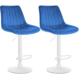 2er Set Barhocker Toni Samt weiß