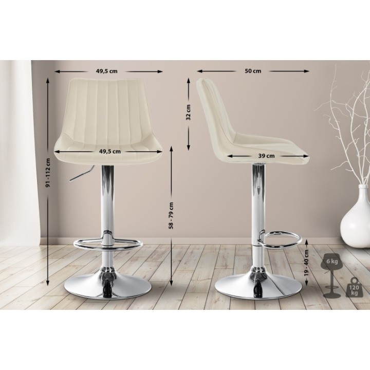 2er Set Barhocker Toni Kunstleder chrom
