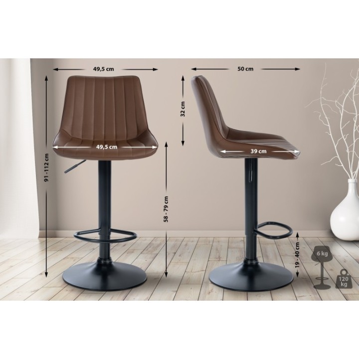 2er Set Barhocker Toni Kunstleder schwarz