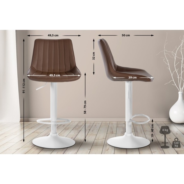 2er Set Barhocker Toni Kunstleder weiß