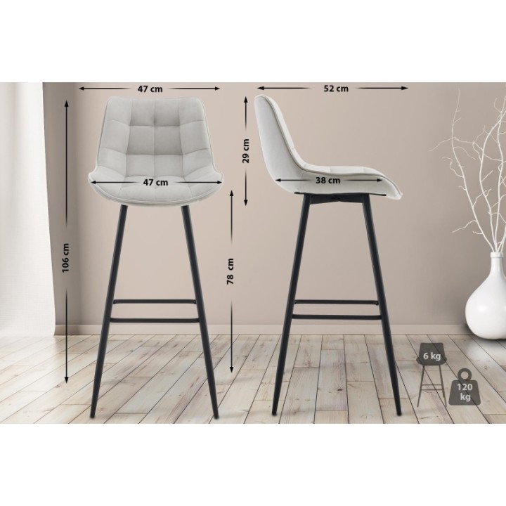 2er Set Barhocker Dartford Samt