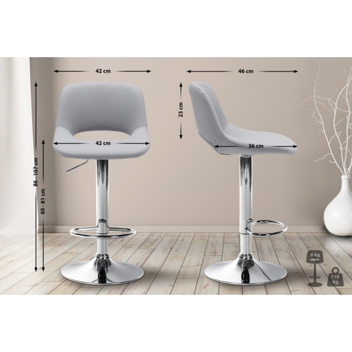 2er Set Barhocker Camden Kunstleder chrom