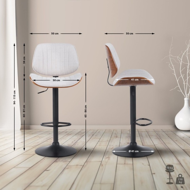 Barhocker Clawson Stoff schwarz