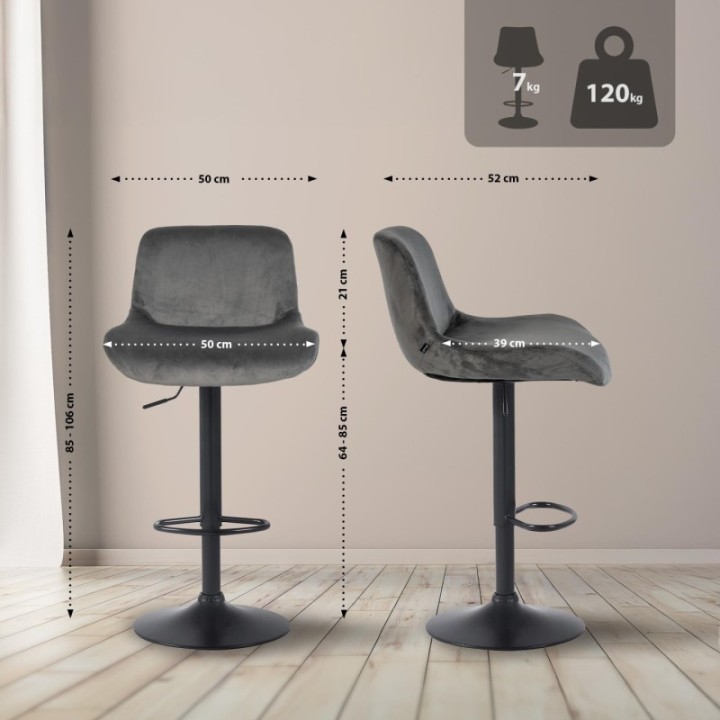 Barhocker Solon Schwarz Samt