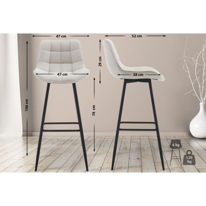 2er Set Barhocker Dartford Stoff 