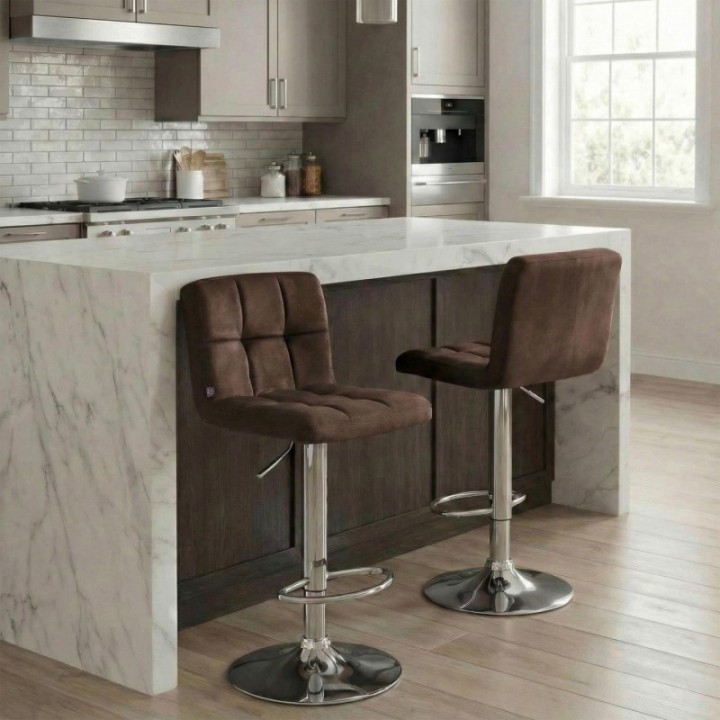 2er Set Barhocker Peru Samt chrom