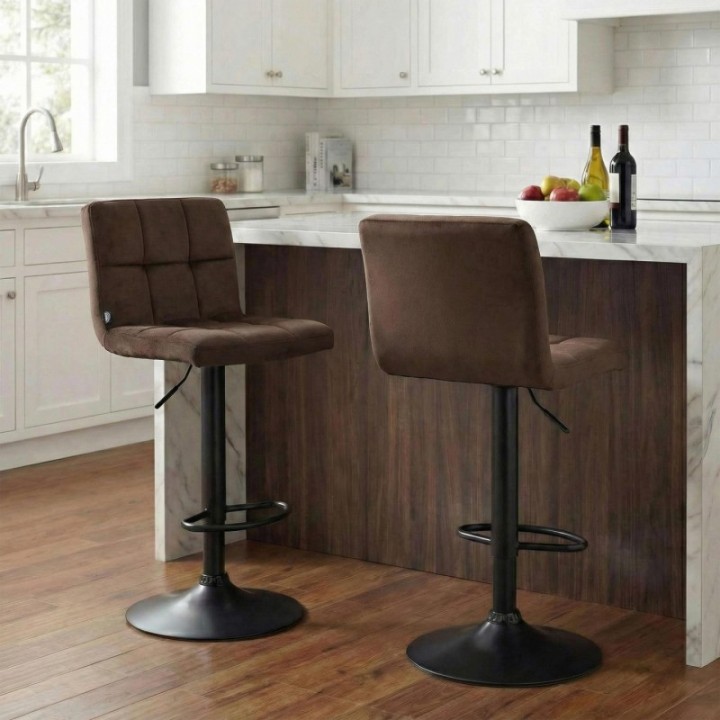 2er Set Barhocker Peru Samt schwarz