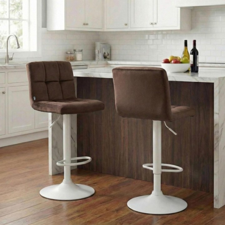 2er Set Barhocker Peru Samt weiß