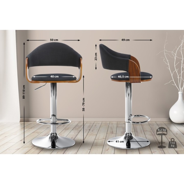 2er Set Barhocker Nilse Stoff chrom