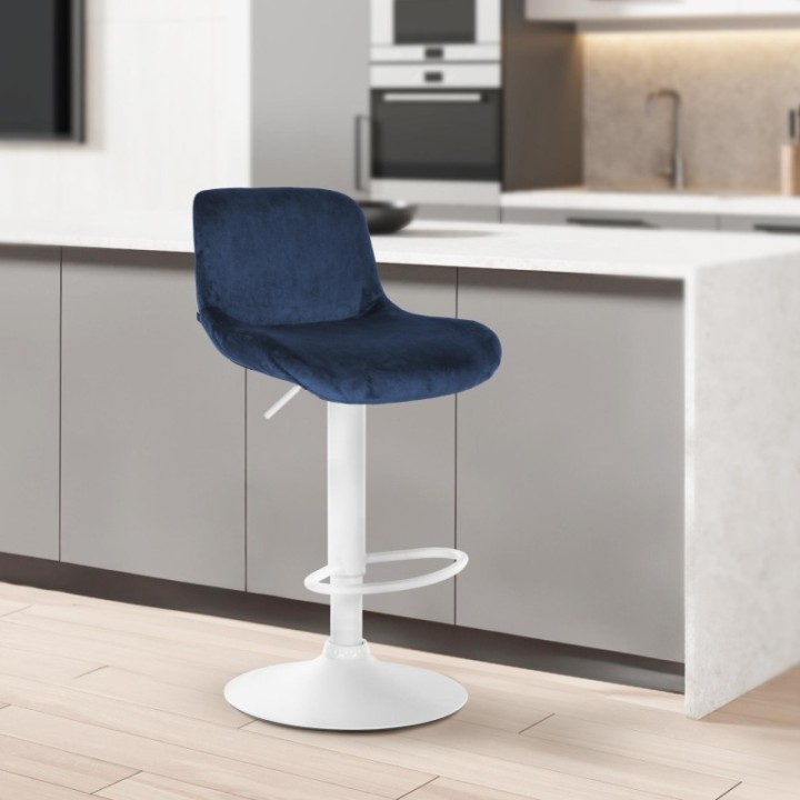 2er Set Barhocker Solon Weiß Samt