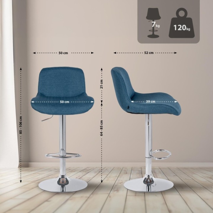 2er Set Barhocker Solon Chrom Stoff 