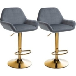 2er Set Barhocker Braga Gold Samt