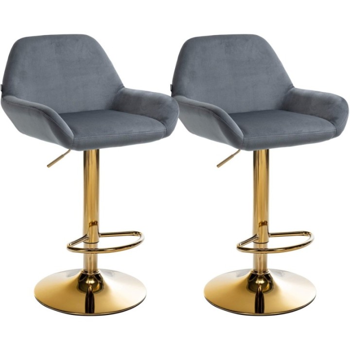 2er Set Barhocker Braga Gold Samt