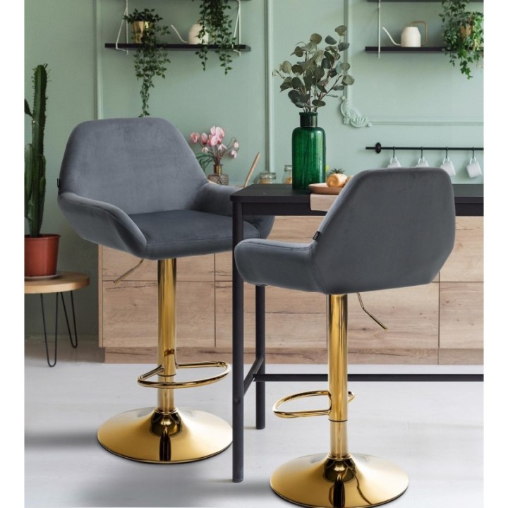 2er Set Barhocker Braga Gold Samt