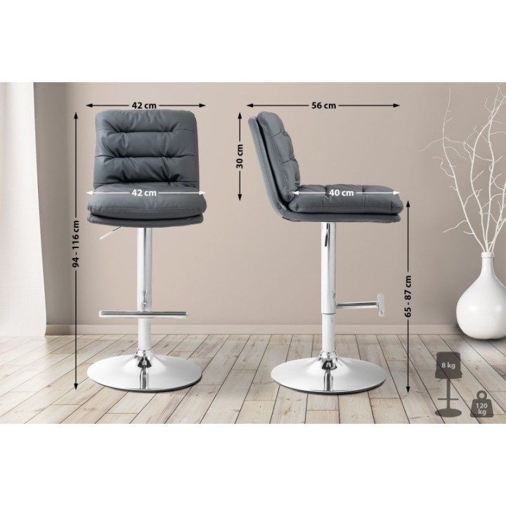 2er Set Barhocker Damar Kunstleder chrom 