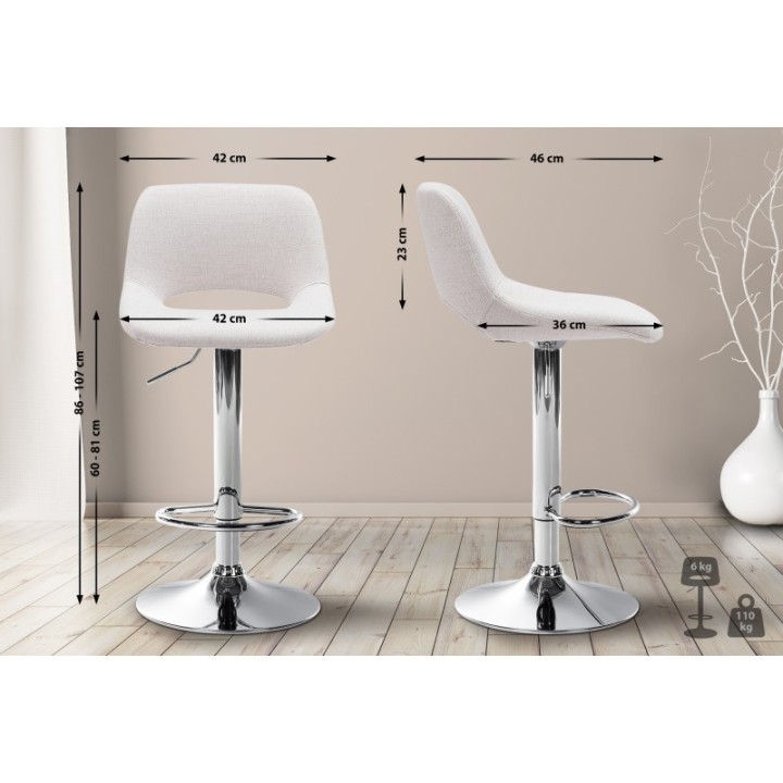 2er Set Barhocker Camden Stoff chrom