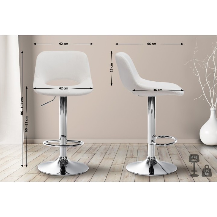 2er Set Barhocker Camden Samt chrom