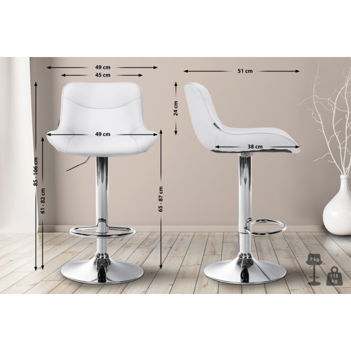 2er Set Barhocker Vonore Kunstleder chrom