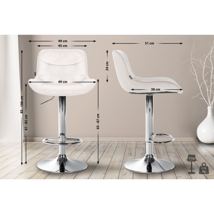 2er Set Barhocker Vonore Samt chrom