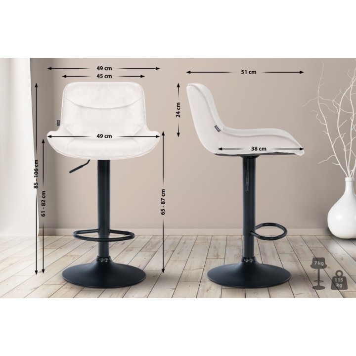 2er Set Barhocker Vonore Samt schwarz