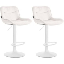 2er Set Barhocker Vonore Samt weiß