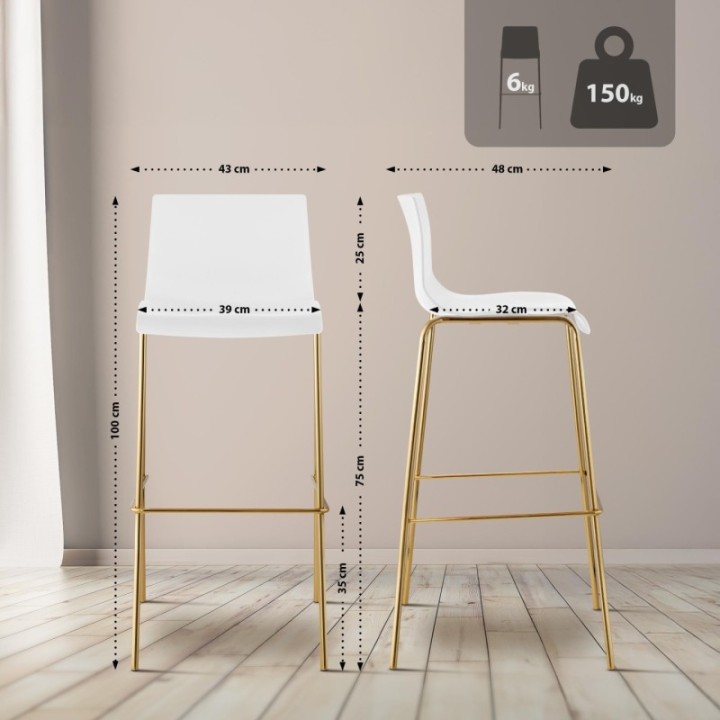 Barhocker Hoover Kunststoff 4-Fuß Gold