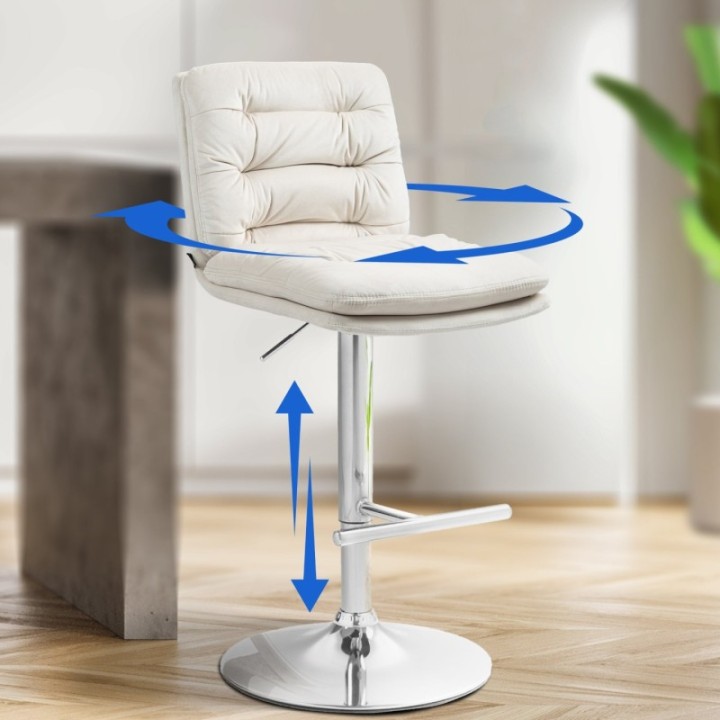 2er Set Barhocker Damar Samt chrom
